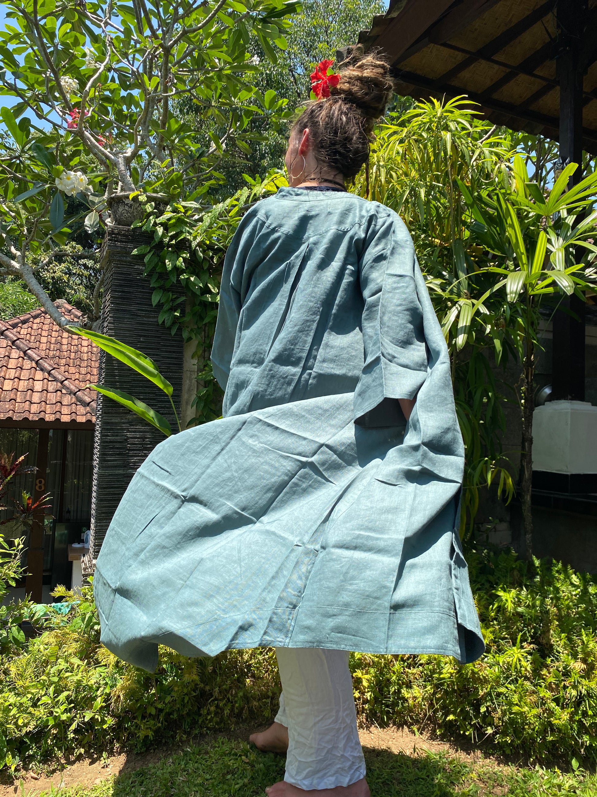 Tunic Dress Coat- Australian Designed Handmade Linen Clothing -Dragonfly Tasmania