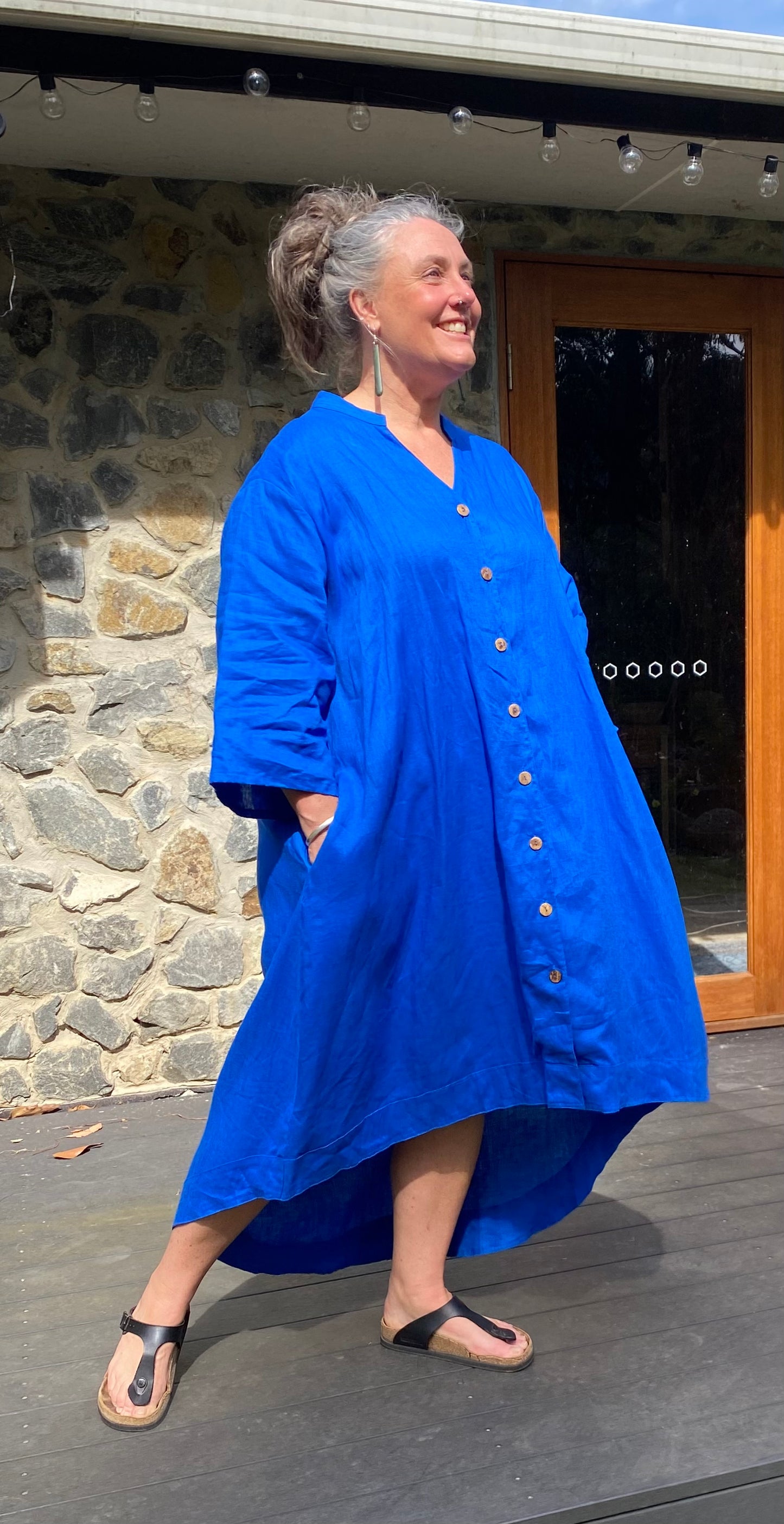 Tunic Dress Coat- Australian Designed Handmade Linen Clothing -Dragonfly Tasmania