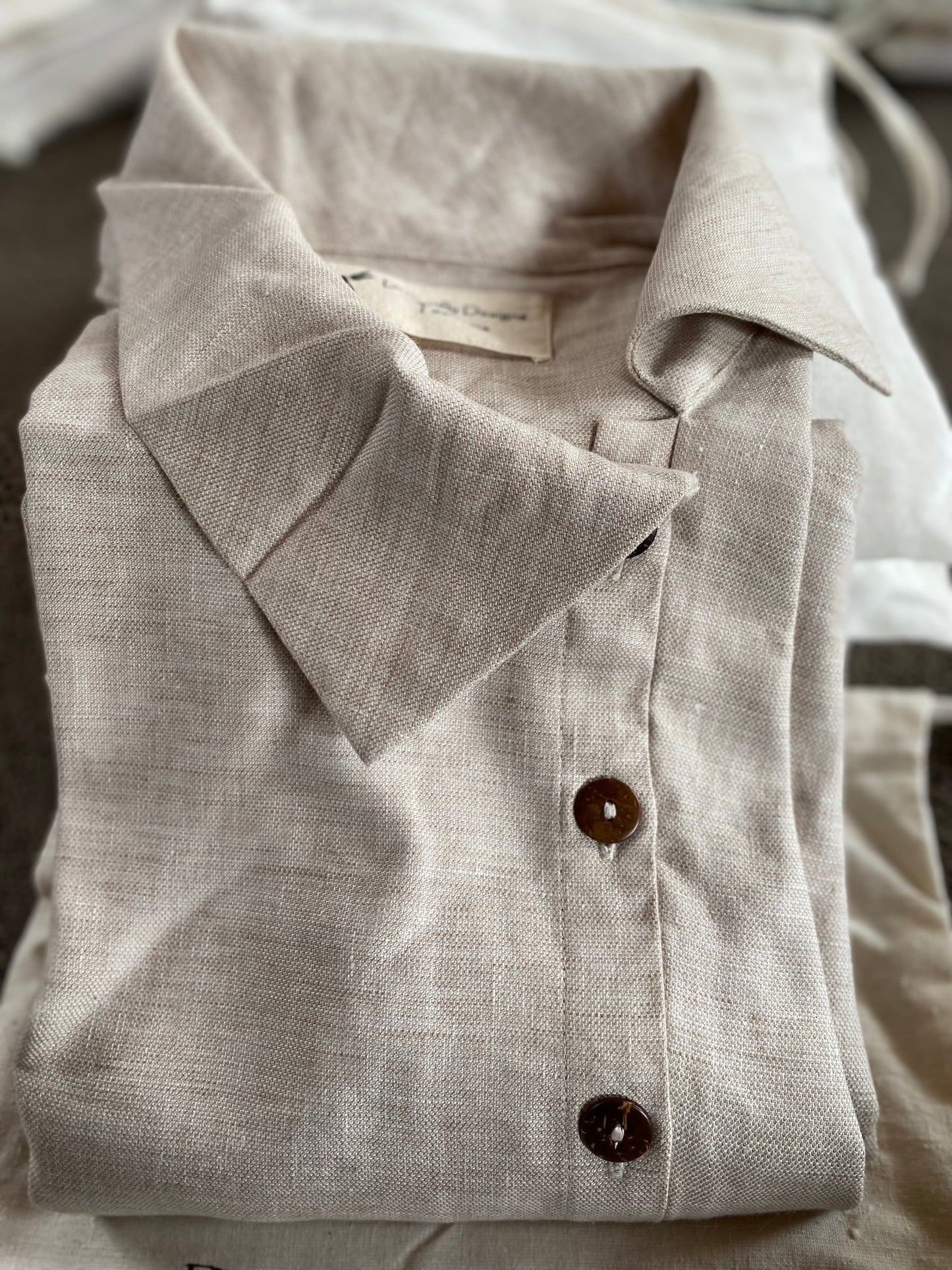 Button Dress Coat- Australian Designed Handmade Linen Clothing -Dragonfly Tasmania