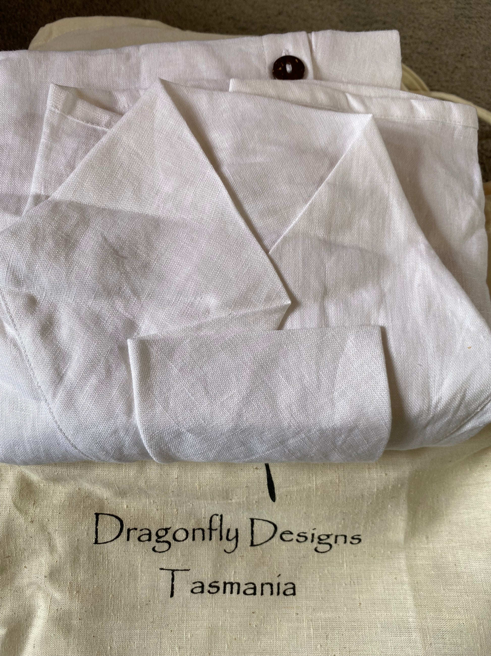 Button Vest Dress- Australian Designed Handmade Linen Clothing -Dragonfly Tasmania