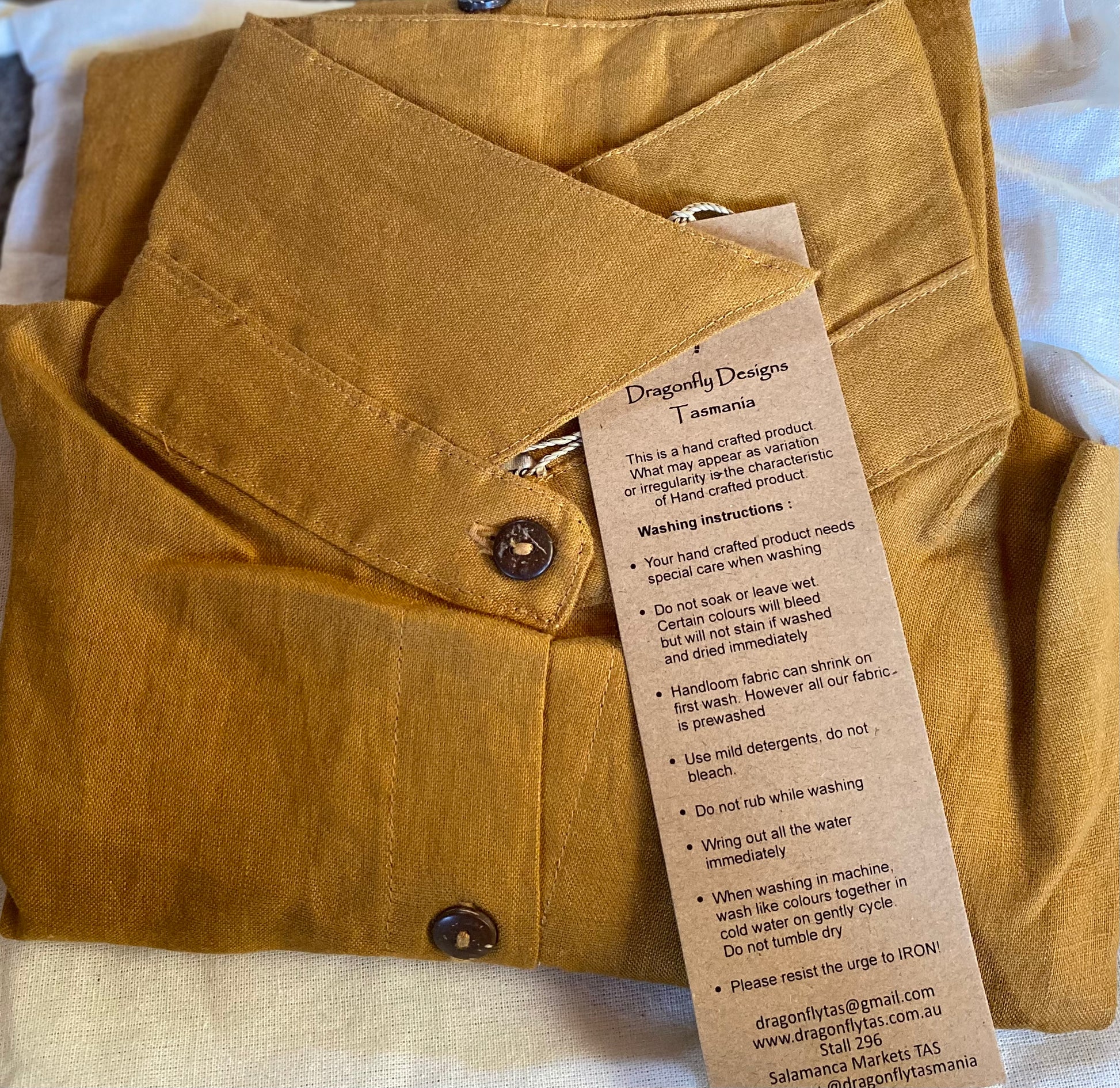 The Shirt- Australian Designed Handmade Linen Clothing -Dragonfly Tasmania