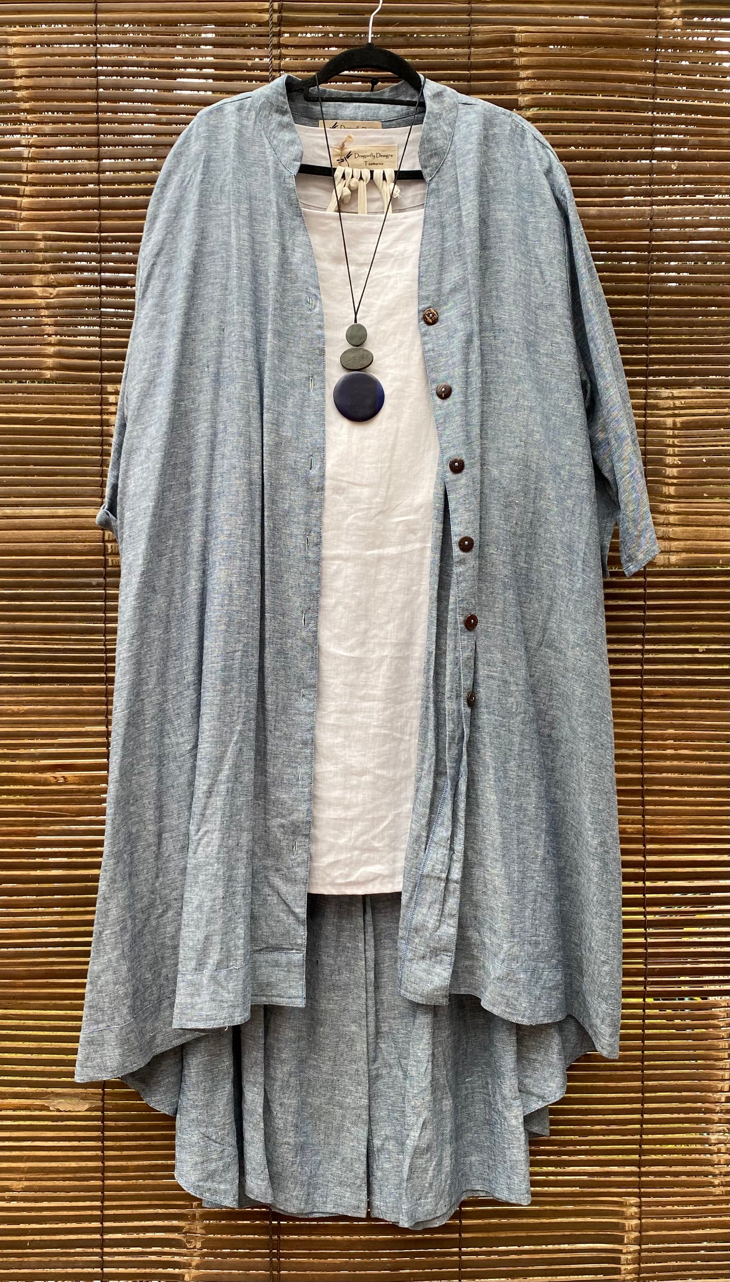 Tunic Dress Coat- Australian Designed Handmade Linen Clothing -Dragonfly Tasmania