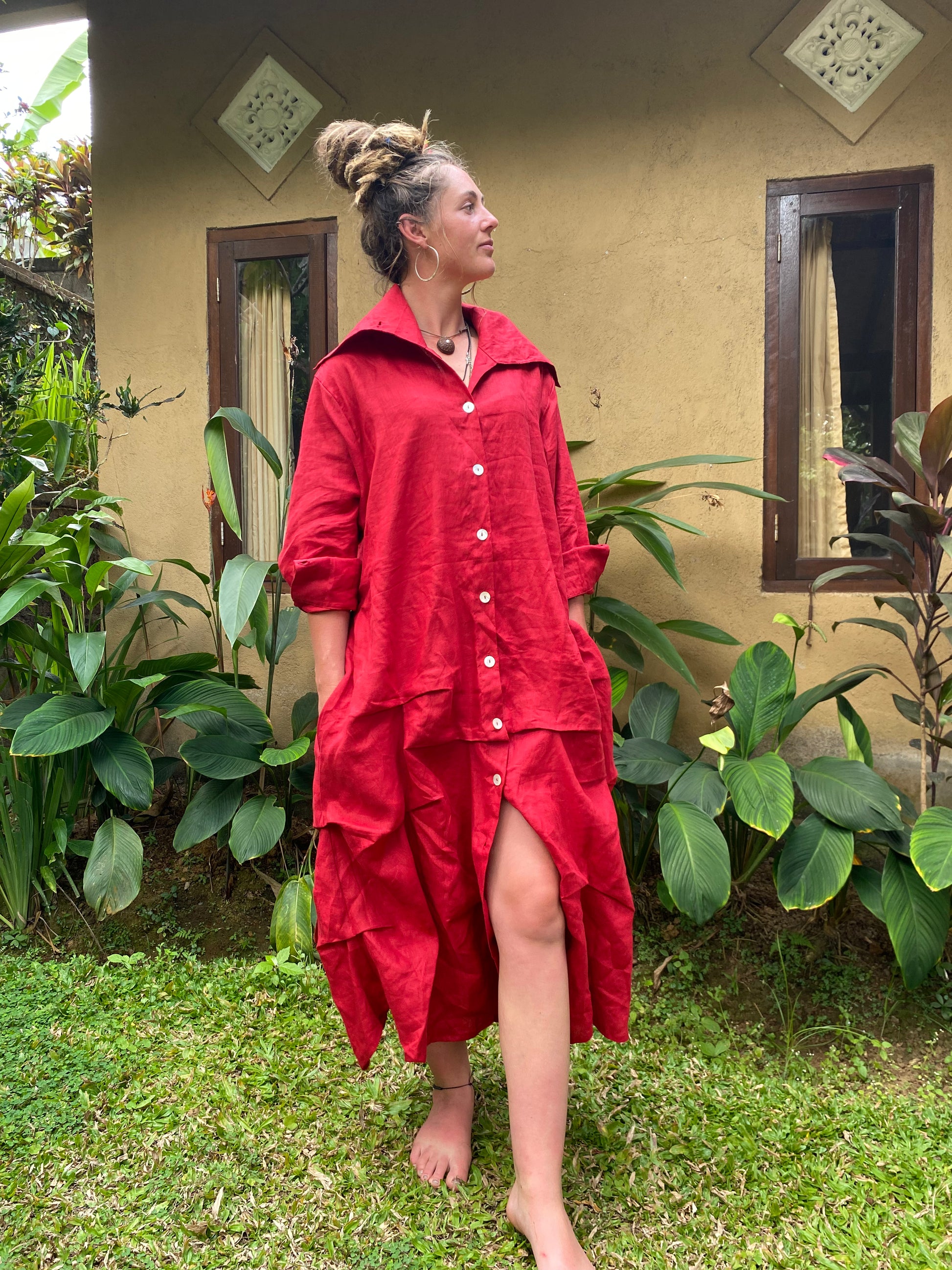 Simone Coat Dress- Australian Designed Handmade Linen Clothing -Dragonfly Tasmania