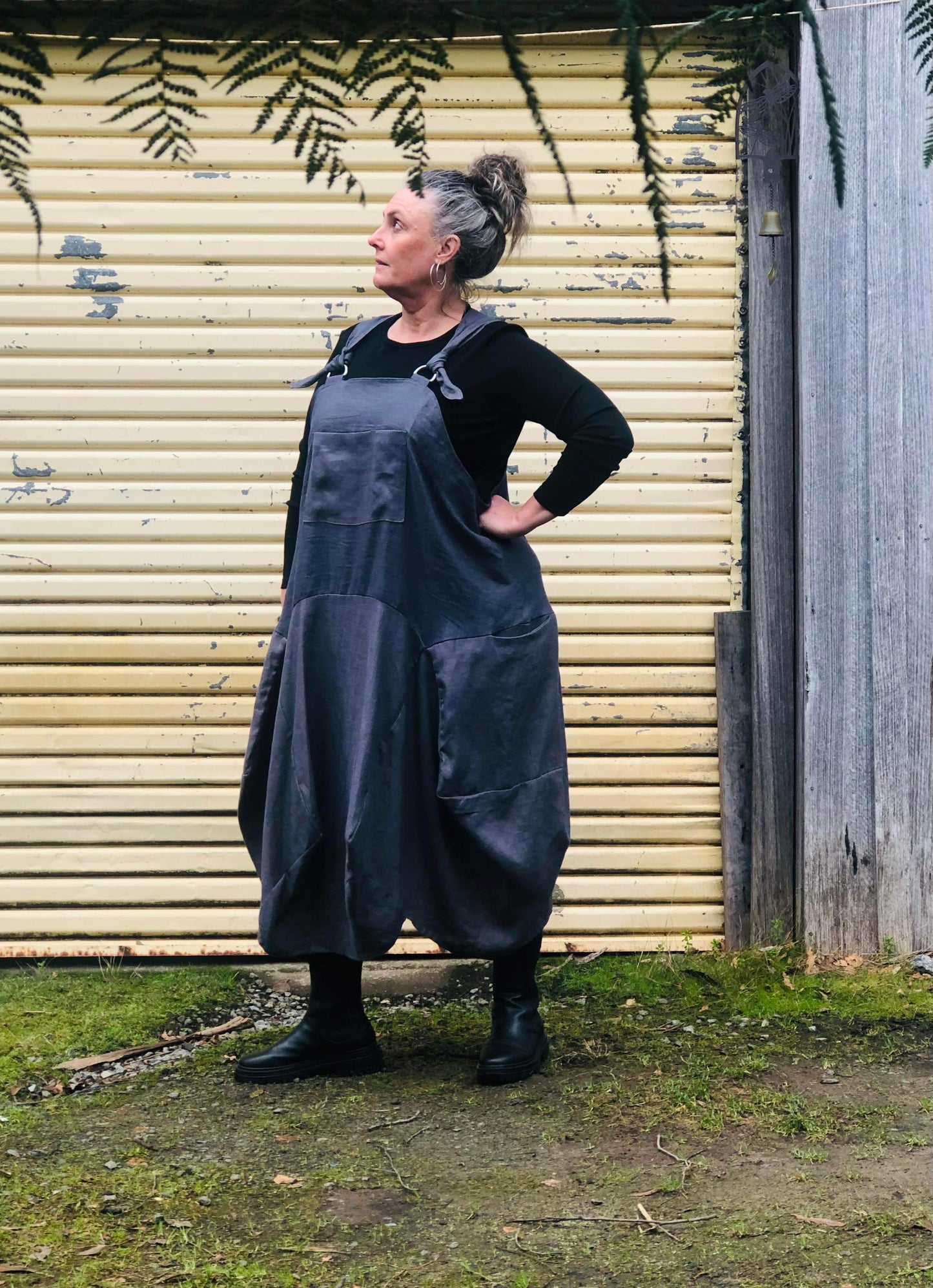 Overall Dress- Australian Designed Handmade Linen Clothing -Dragonfly Tasmania