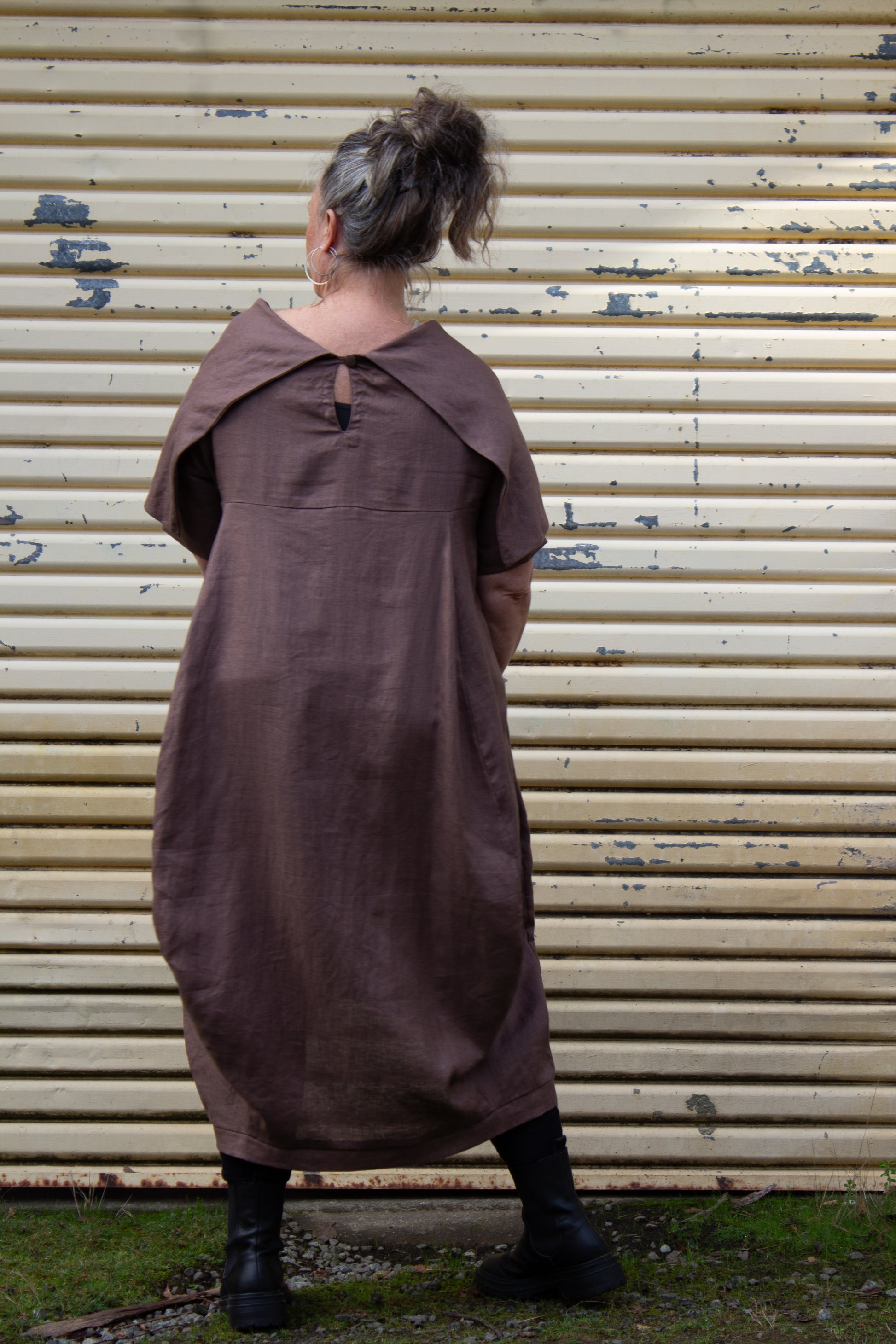 Lucy neck dress- Australian Designed Handmade Linen Clothing -Dragonfly Tasmania