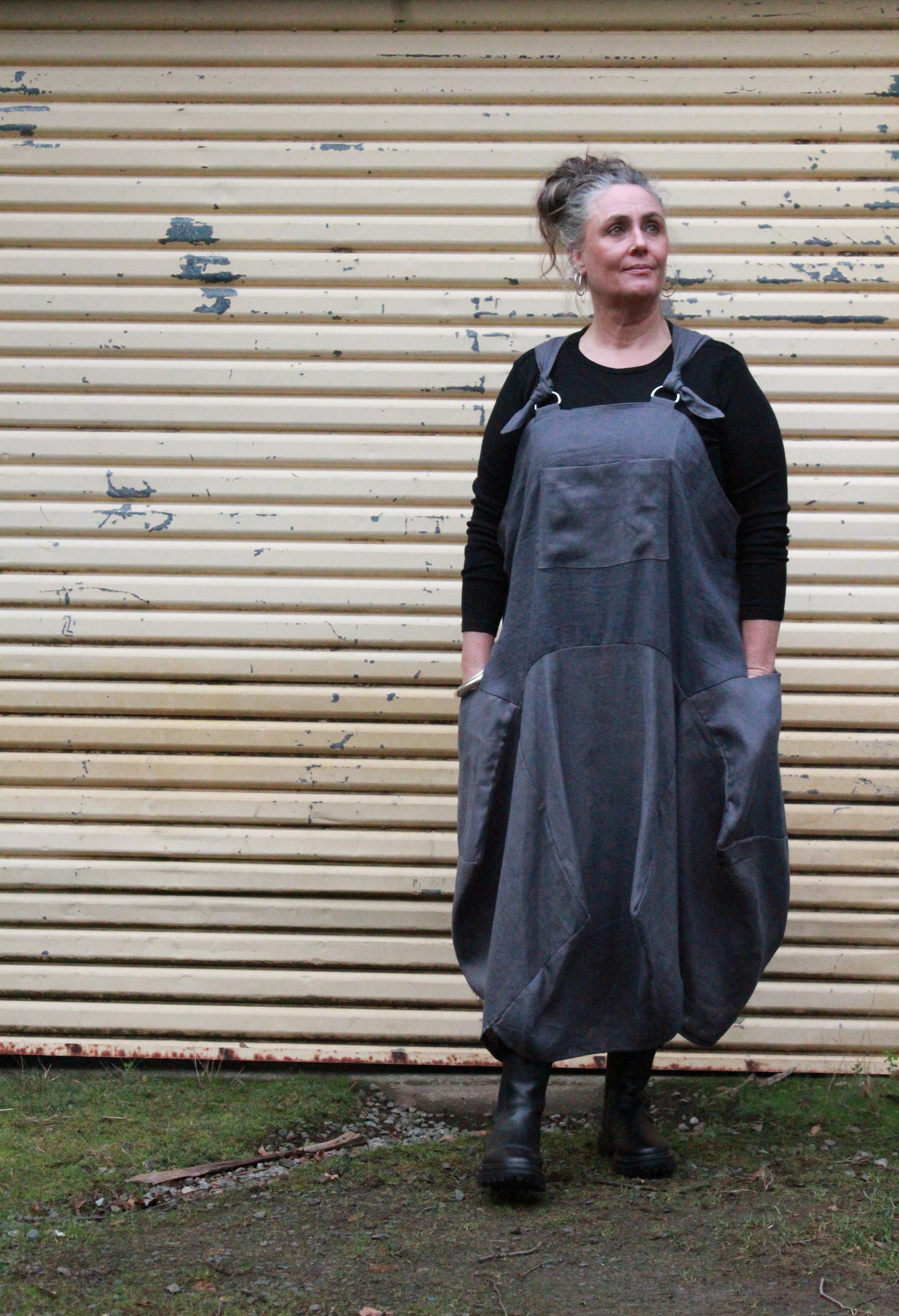 Overall Dress- Australian Designed Handmade Linen Clothing -Dragonfly Tasmania