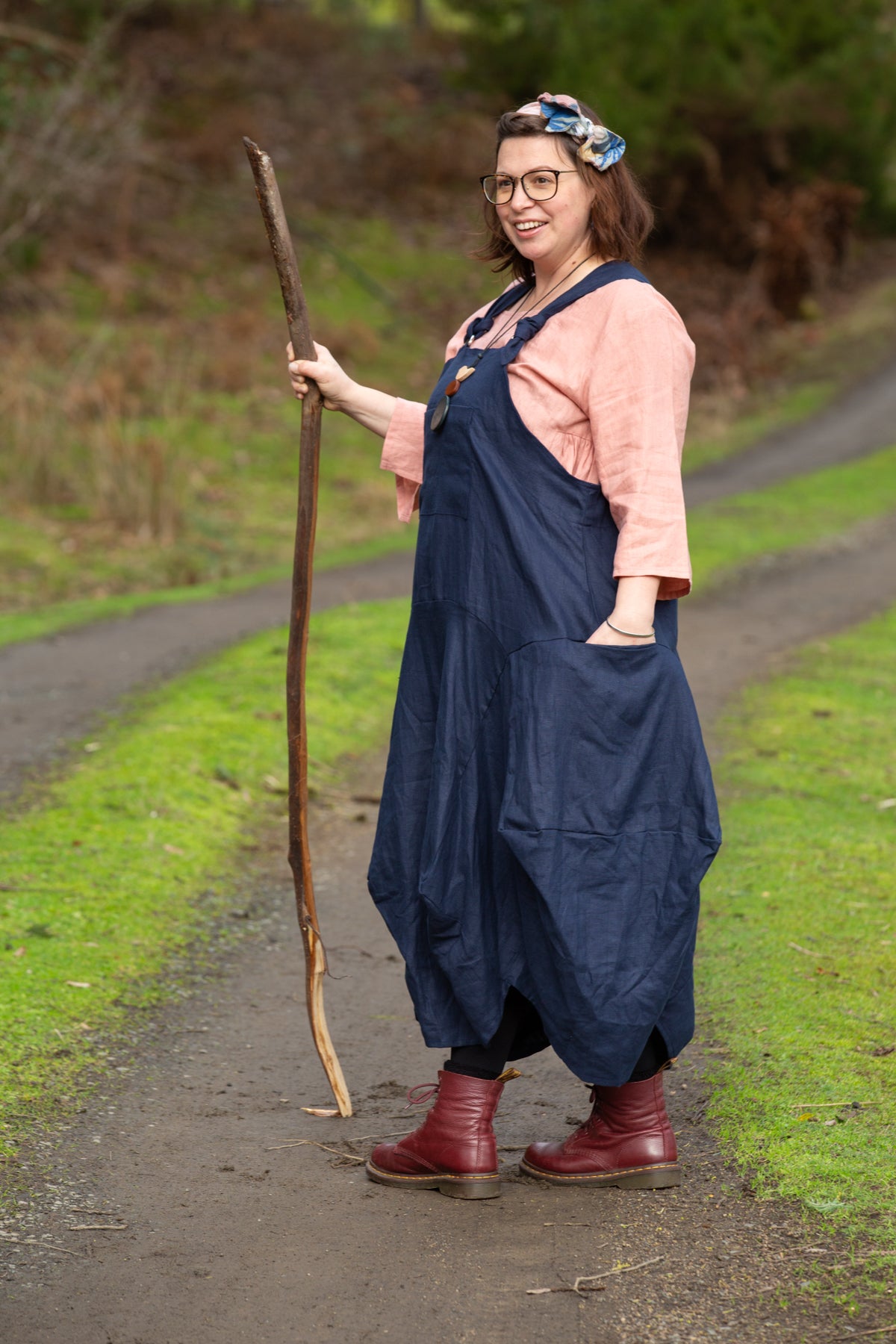 Overall Dress- Australian Designed Handmade Linen Clothing -Dragonfly Tasmania