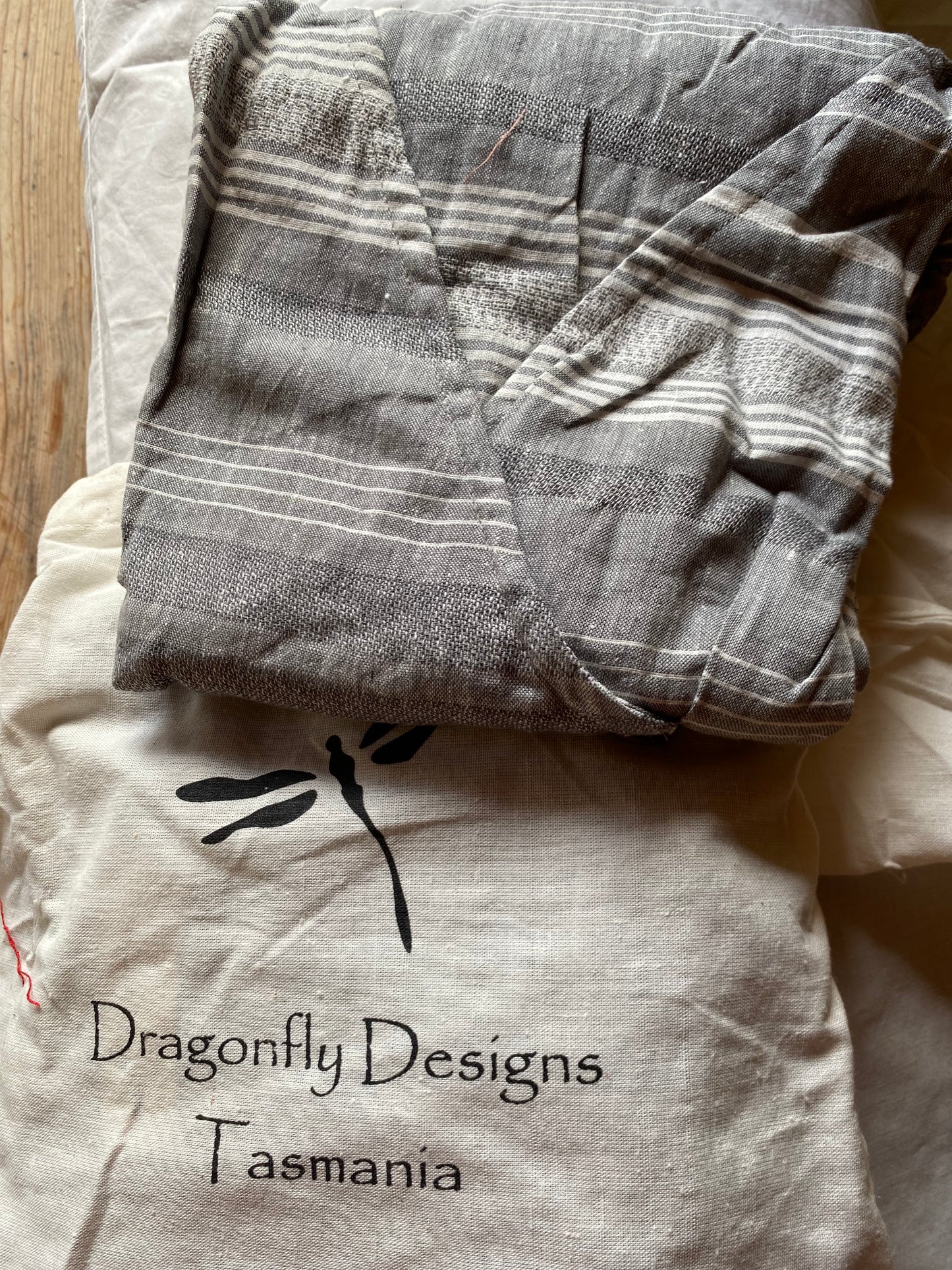 Spaghetti Wrap Dress- Australian Designed Handmade Linen Clothing -Dragonfly Tasmania