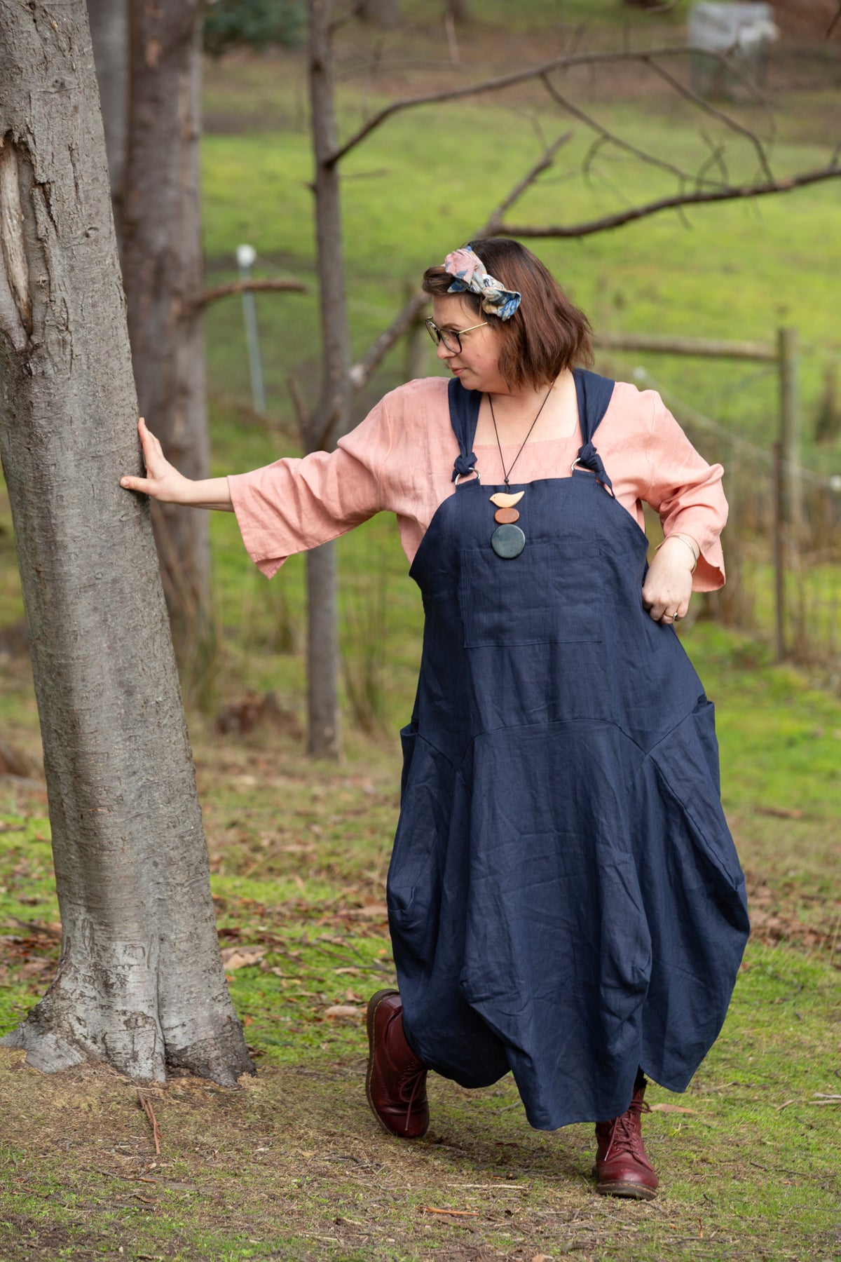 Overall Dress- Australian Designed Handmade Linen Clothing -Dragonfly Tasmania