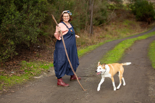 Overall Dress- Australian Designed Handmade Linen Clothing -Dragonfly Tasmania